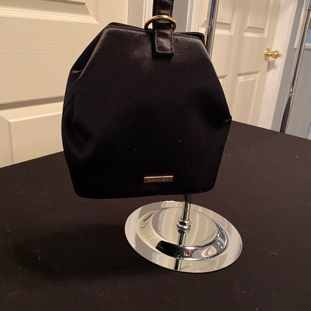 BCBG MaxAzria Black Satin Evening Purse - Picture 2 of 11